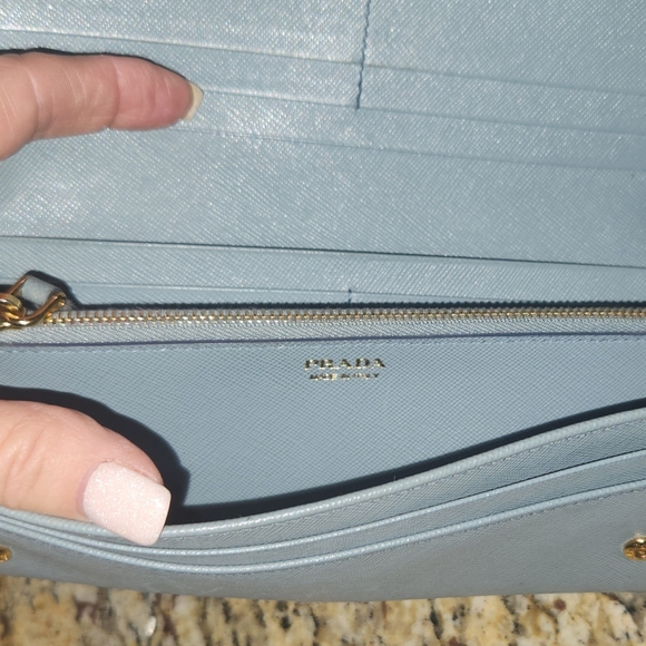 PRADA light blue saffiano continental long wallet - Picture 7 of 12